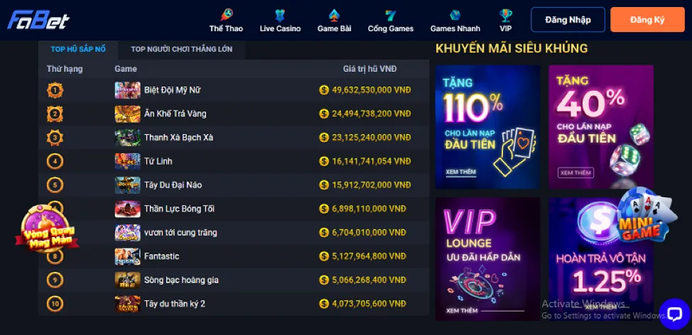 Banner khuyến mãi thưởng nạp lại
